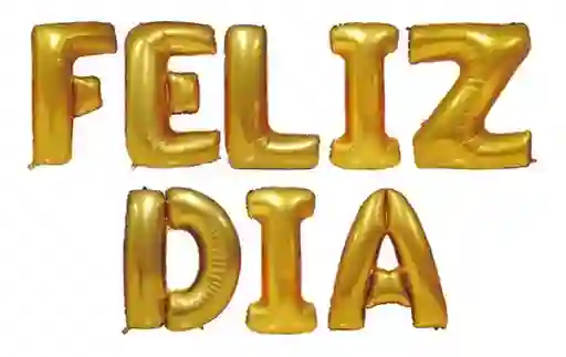 El Tío Letrero Globos Feliz Día Dorado