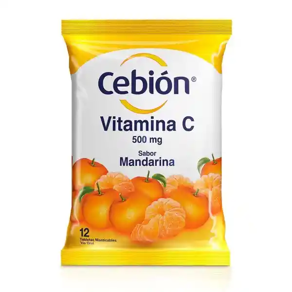 Cebión Vitamina C Sabor Mandarina Bolsitas Con 12 Tabletas Masticables 12 Unidades