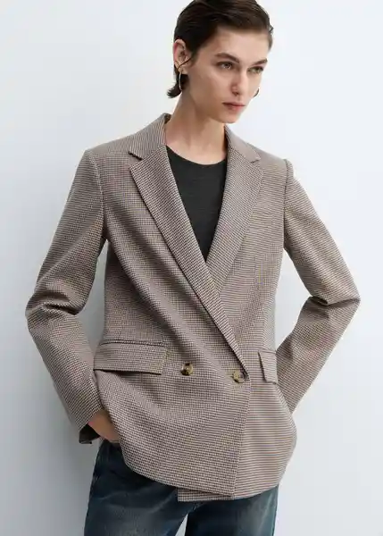 Blazer Americana Charlota Beige Talla XS Mujer Mango