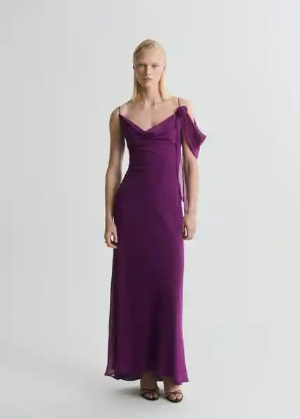 Vestido Lotus Morado Talla S Mujer Mango
