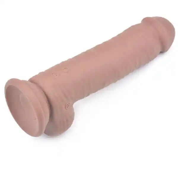 Vibrador realista con rotacion y base de succion café