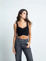 Blusa Tejido Mujer Negro Puro Ultraoscuro T. L 489E027 Naf Naf