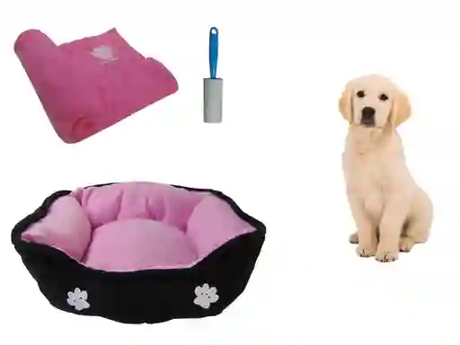 Hally Pets Set Cama + Cobija + Quitamotas Rosado OT0002