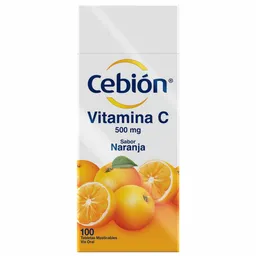 Cebión tabletas Masticables de Vitamina C sabor a Naranja con 100 unidades