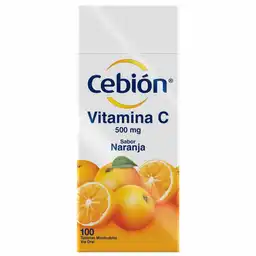 Cebión tabletas Masticables de Vitamina C sabor a Naranja con 100 unidades