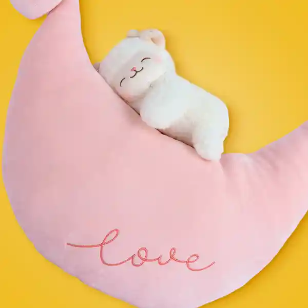 Peluche de Cordero Blanco Sobre Una Luna Lamb Baa Miniso