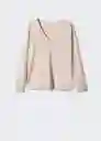 Camiseta Sacov Beige Talla S Mujer Mango
