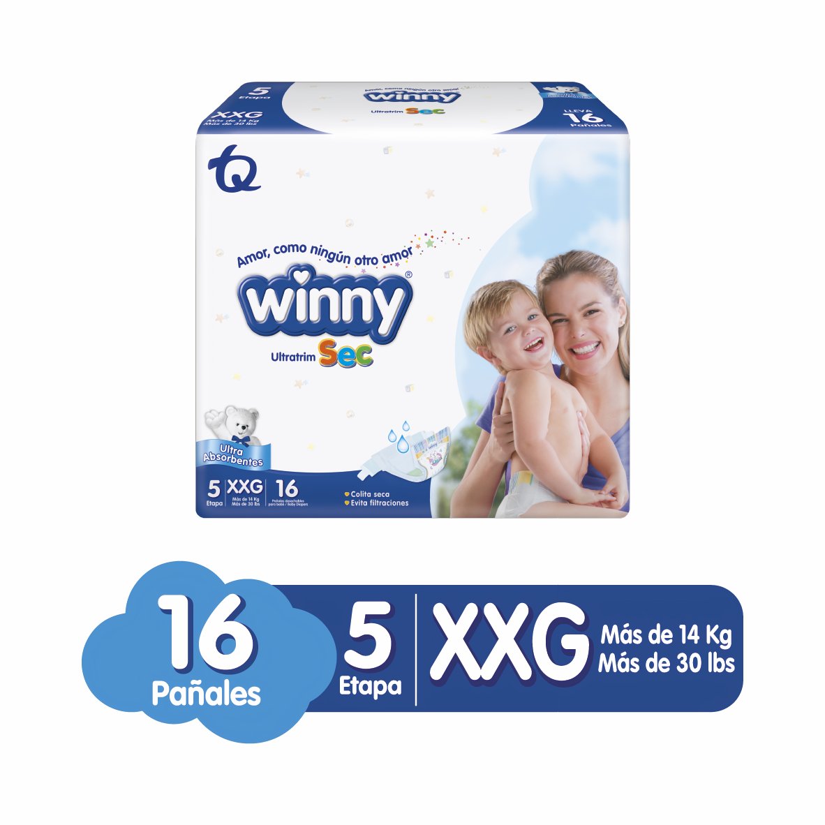 Winny Pañales Desechables Ultratrim Sec Etapa 5 16 und