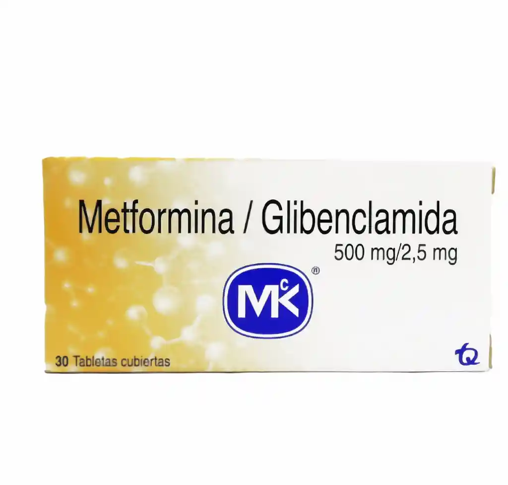 Metformina 500 Mg Glib.2.5 Mg 30 Tbs Mk
