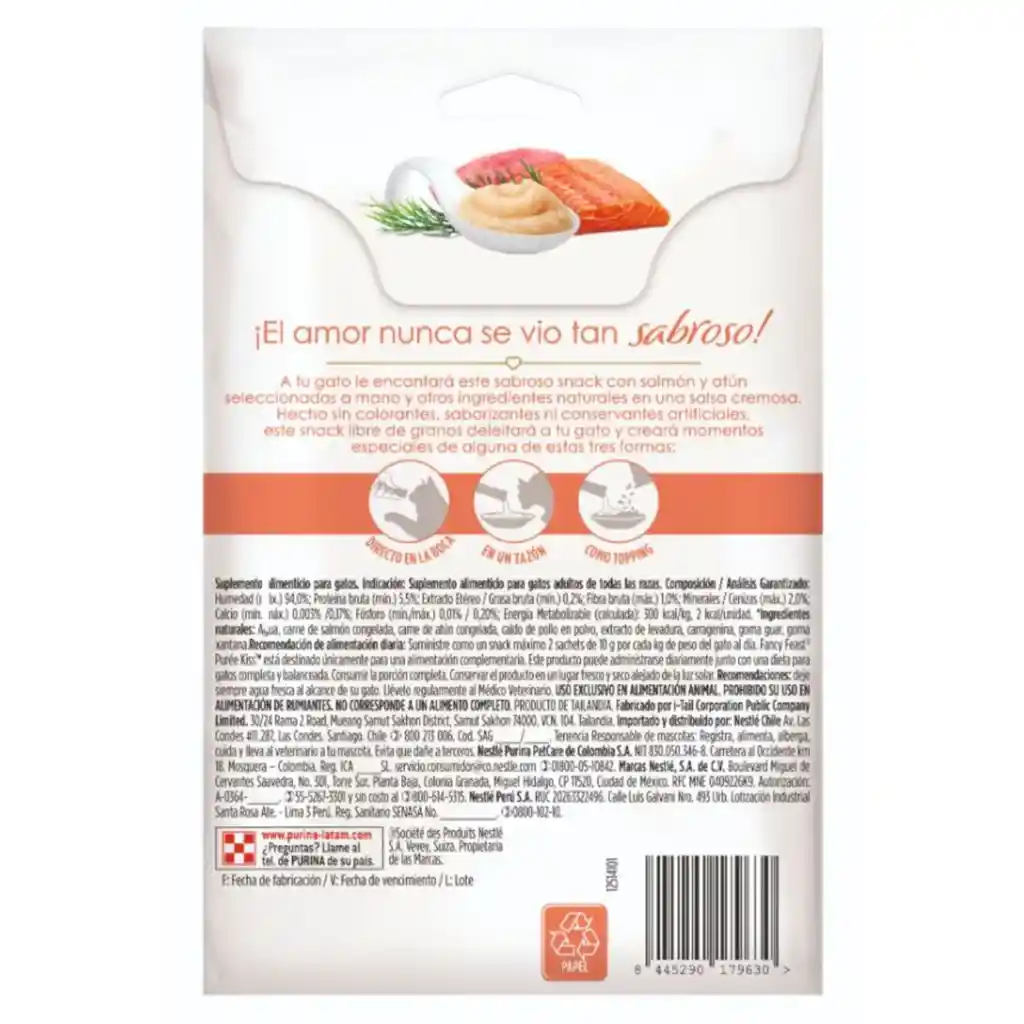 Snack liquido para gatos Fancy Feast con atún y salmón x40gr