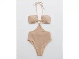 American Eagle Vestido Baño Halter Nude Natural Small