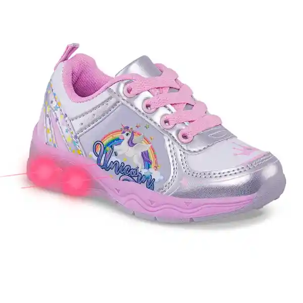 Los Gomosos Tenis Con Luces Orelli Niña do Rosa Blanco Talla 24