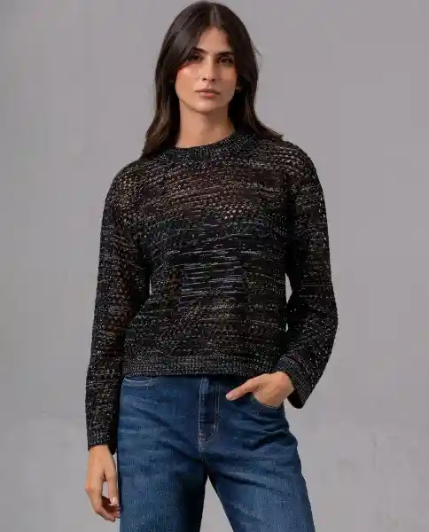 Buzo Mujer Con Lurex Negro Noche Ultraoscuro Talla S 66408 Rifle