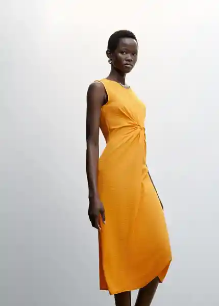 Vestido Nudo-H Naranja Talla L Mujer Mango