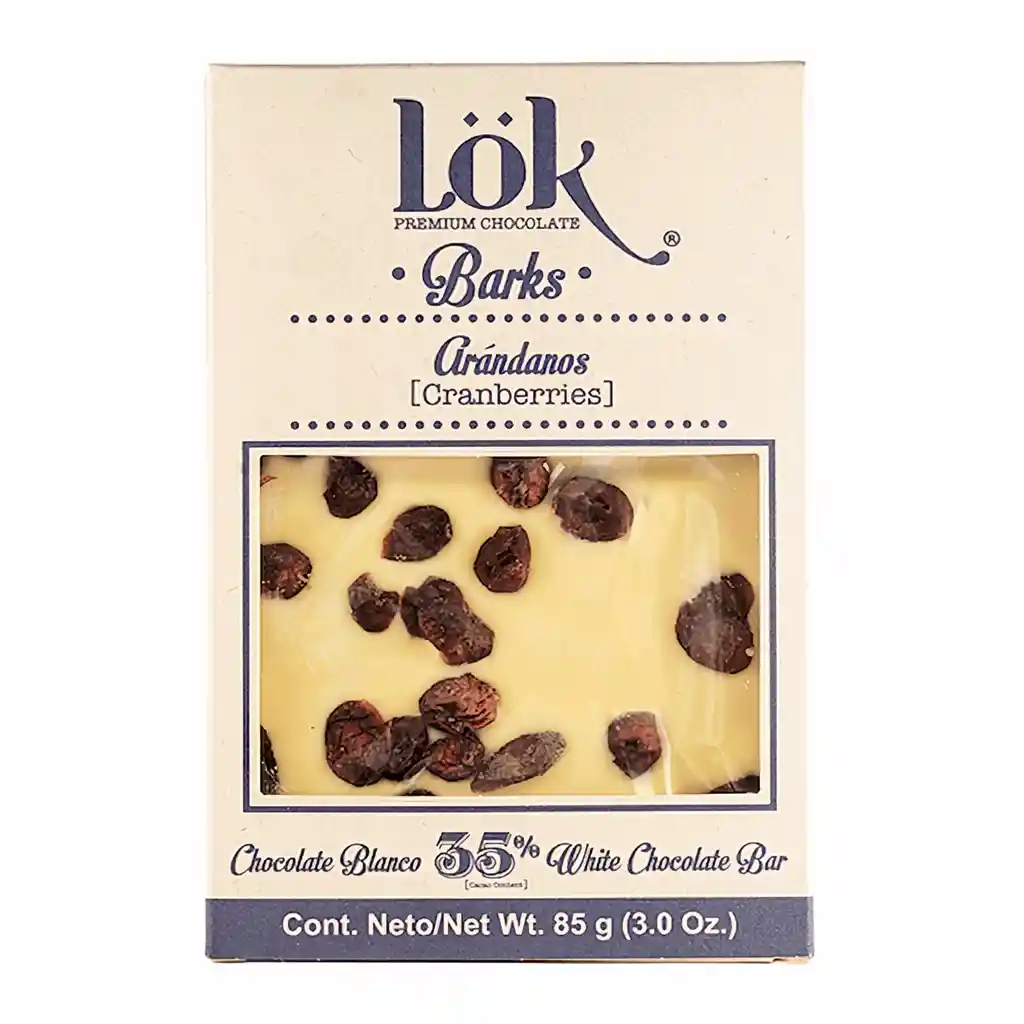 Lok Barra De Chocolate Bark Arandanos Blanca