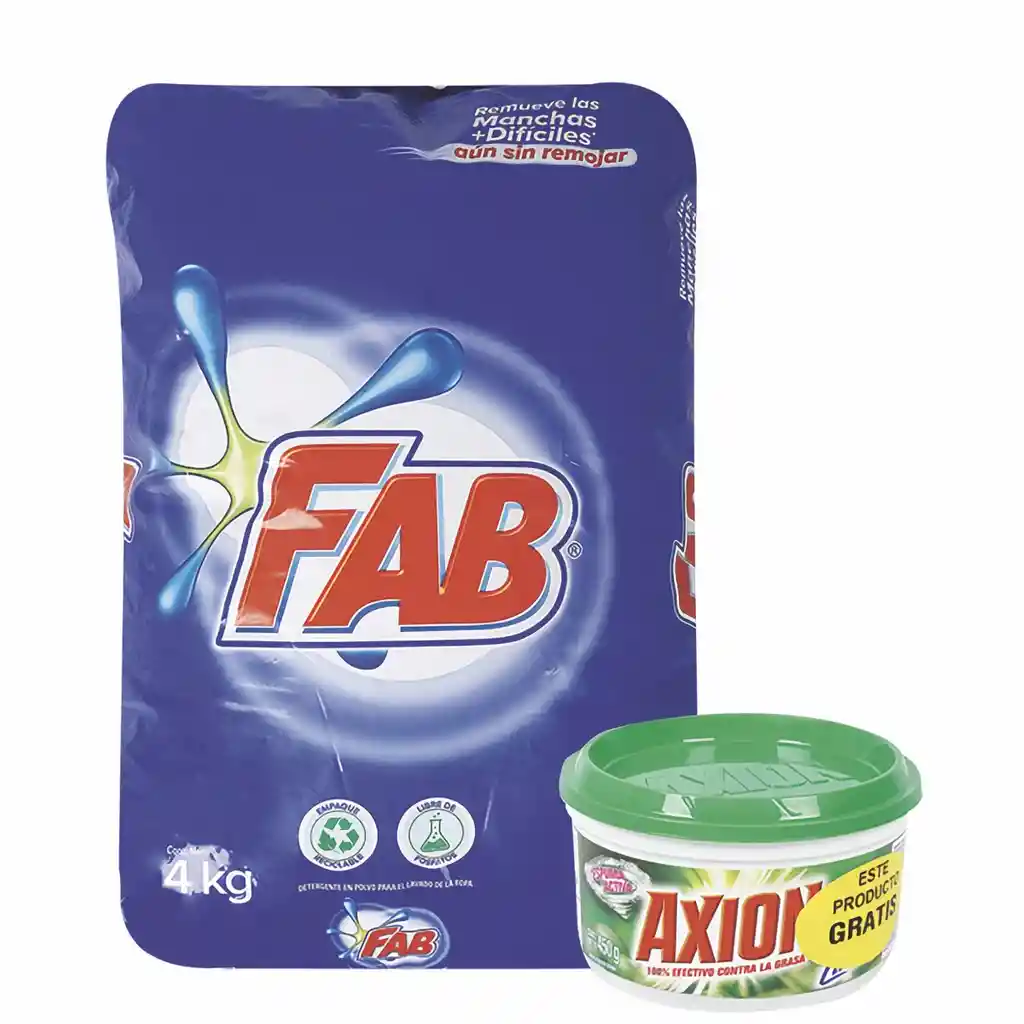 Fab Detergente en Polvo y Axion Jabón de Cocina