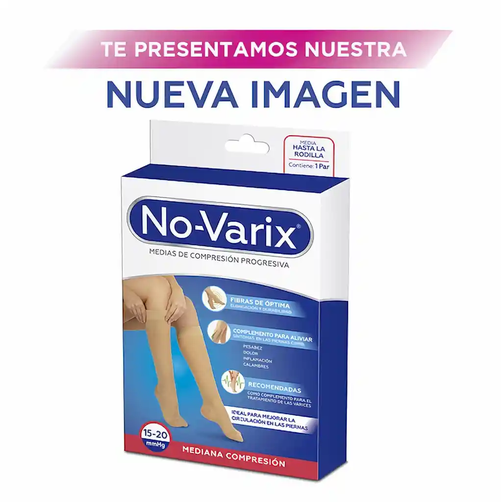 No-Varix Calcetín Mujer Fibras 4G 15-20 mm/hg Black Large