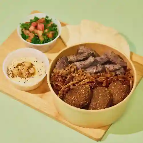 Bowl Doble Proteína Carne + Falafel