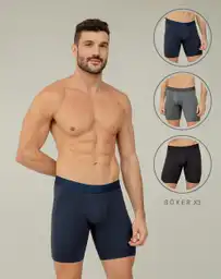 Boxer Largo y Ajustado en Microfibra Masculino Fabe X3 Punto Blanco Talla M