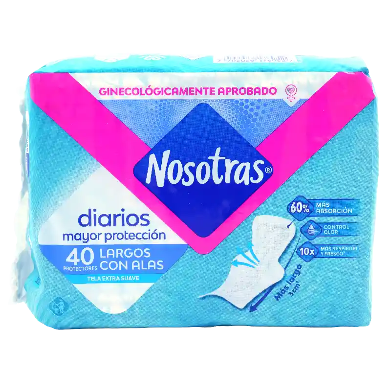 Protectores Diarios Nosotras Largos Con Alas X 40Und