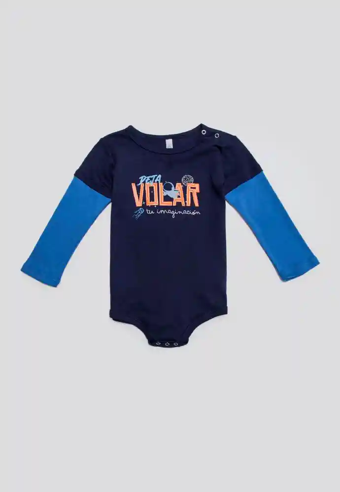 Body Manga Larga 0/3 Meses-azul