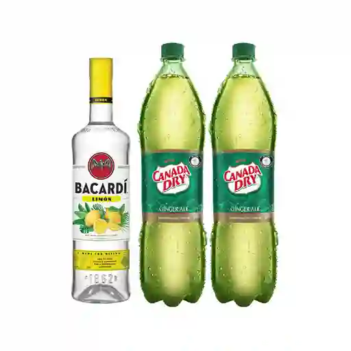 Combo Bacardí Ron Limón + Canada Dry Bebida Gaseosa Ginger