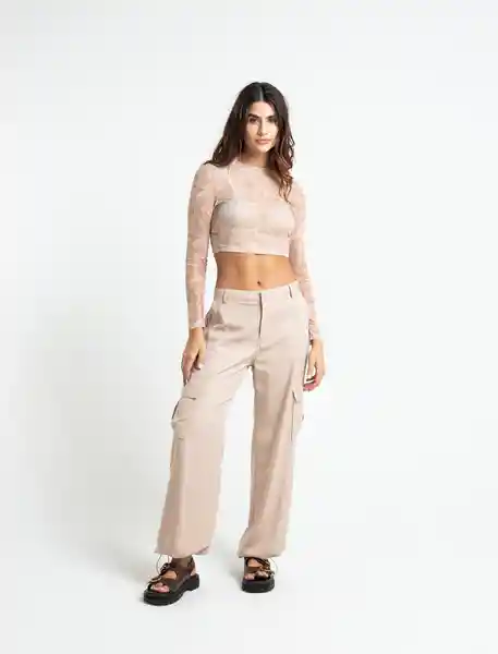 Pantalón Suit Beige Latte Medio Talla 6 Naf Naf