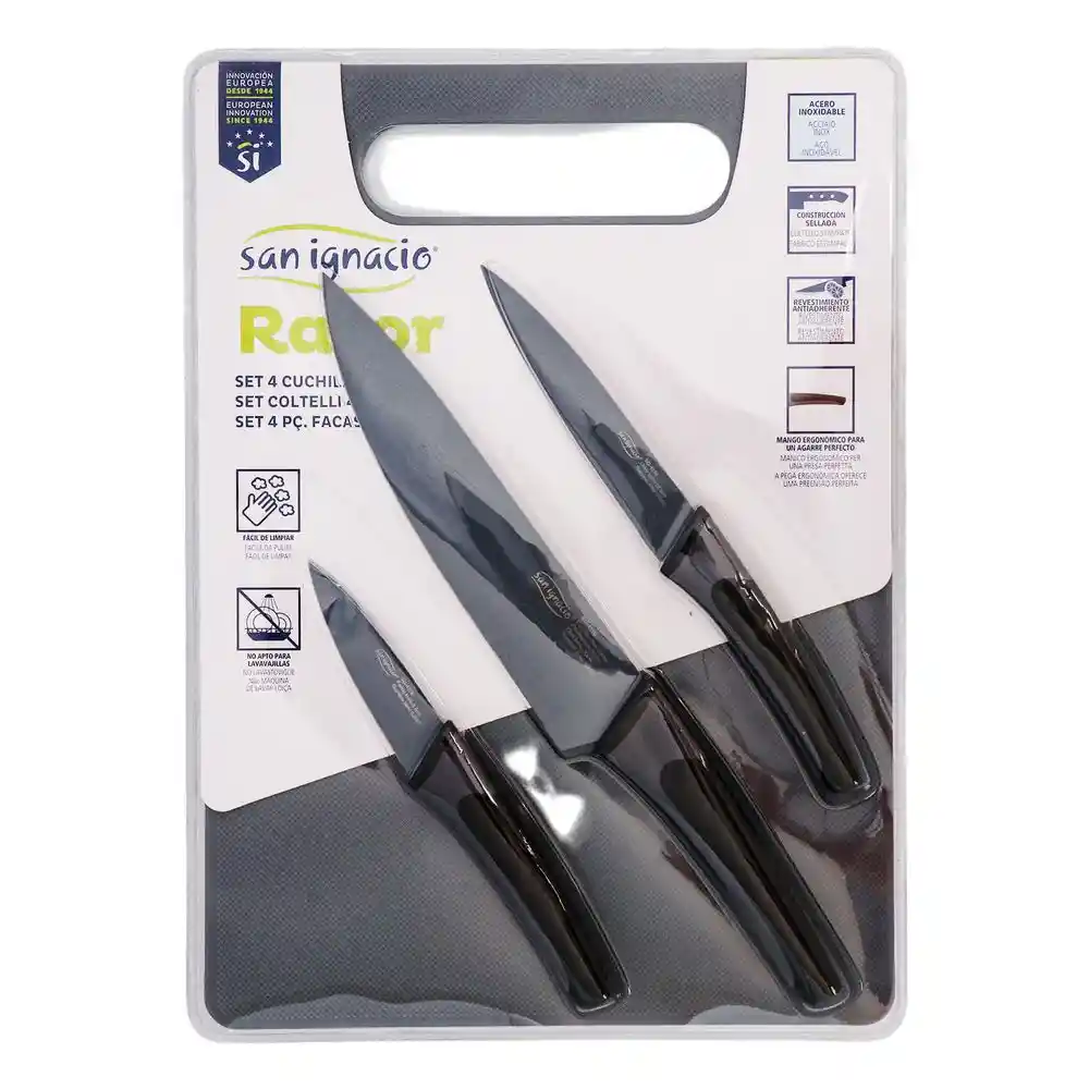 Set Cuchillos Acero Chef Multiusos Pelador T San Ignacio Sg-4276