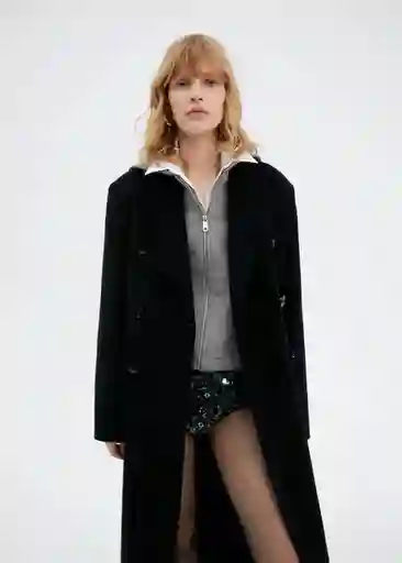 Abrigo Paraiso Negro Talla S Mujer Mango