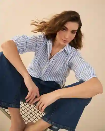 Camisa Azul Antártico Claro Talla M 411G030 Esprit