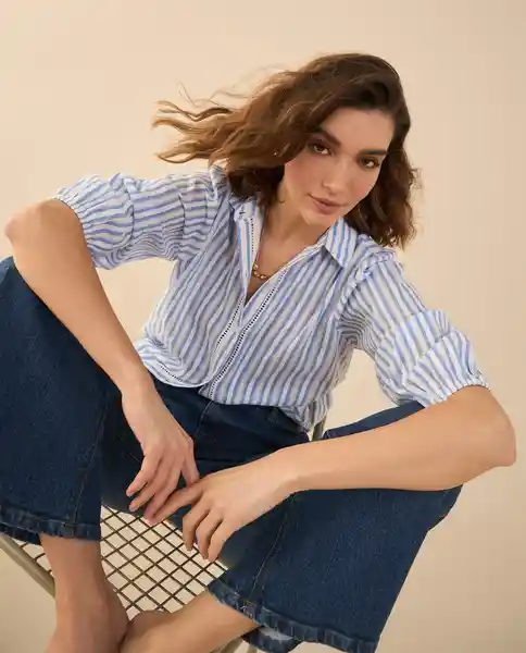 Camisa Azul Antártico Claro Talla M 411G030 Esprit
