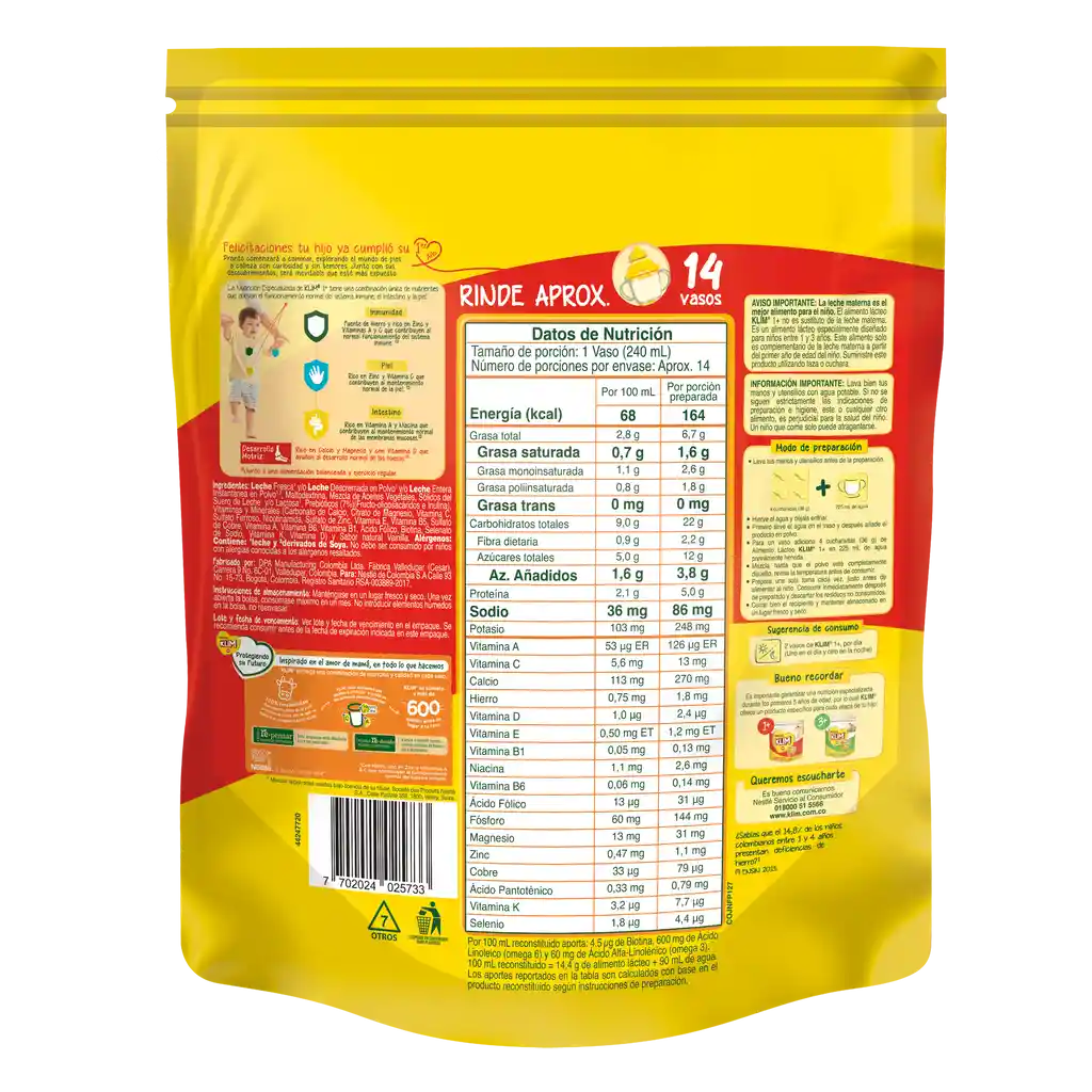 Alimento lácteo KLIM 1+ x 500g