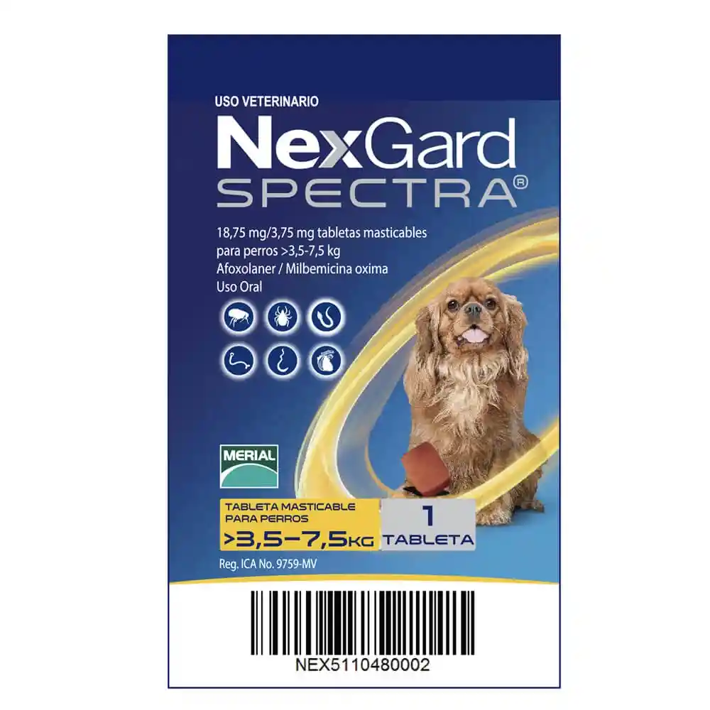 Nexgard Desparasitante Externo E Interno Tableta Masticablespectra 3.5kg-7.5kg