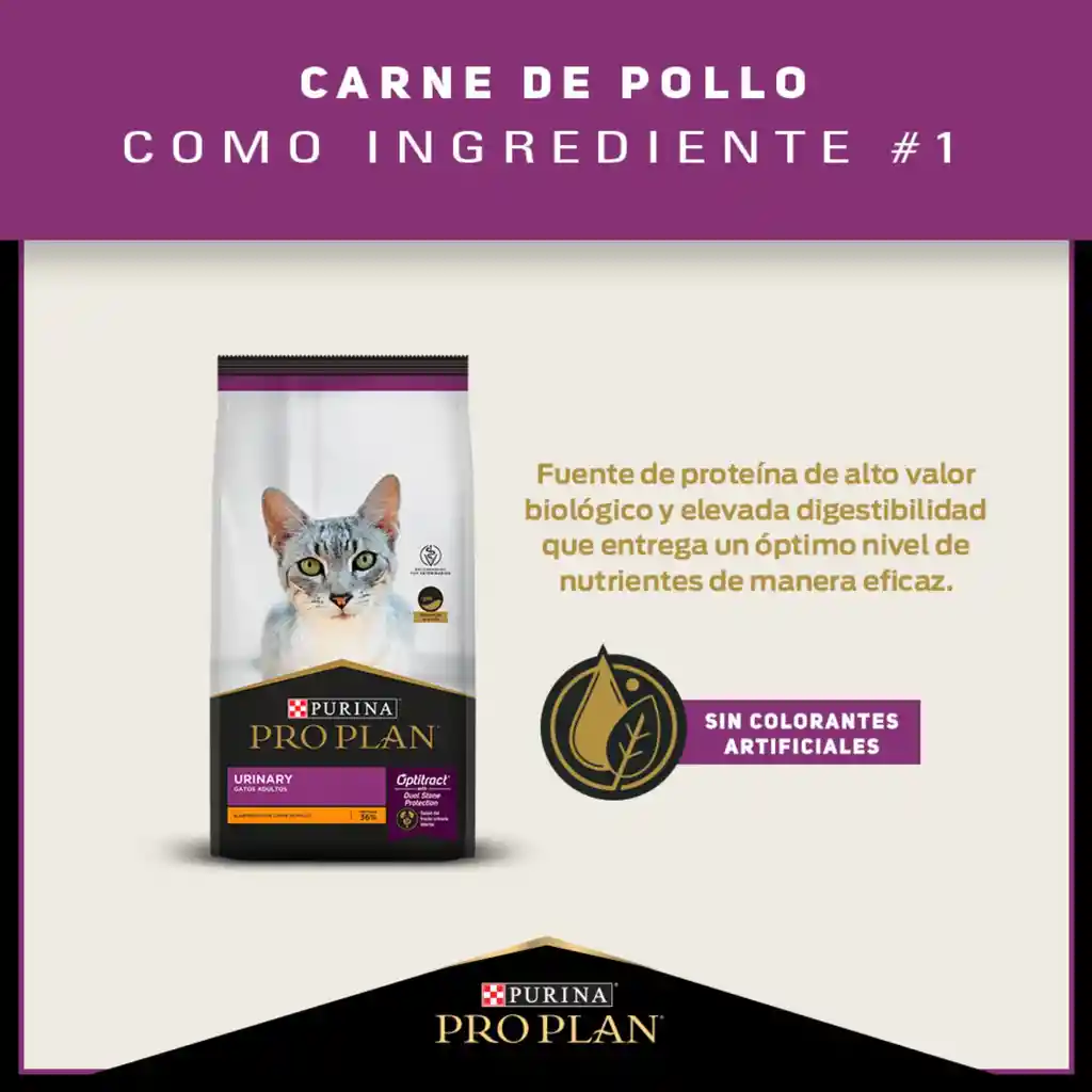 Comida para Gatos Adultos cuidado urinario Purina Pro Plan x 3 kg
