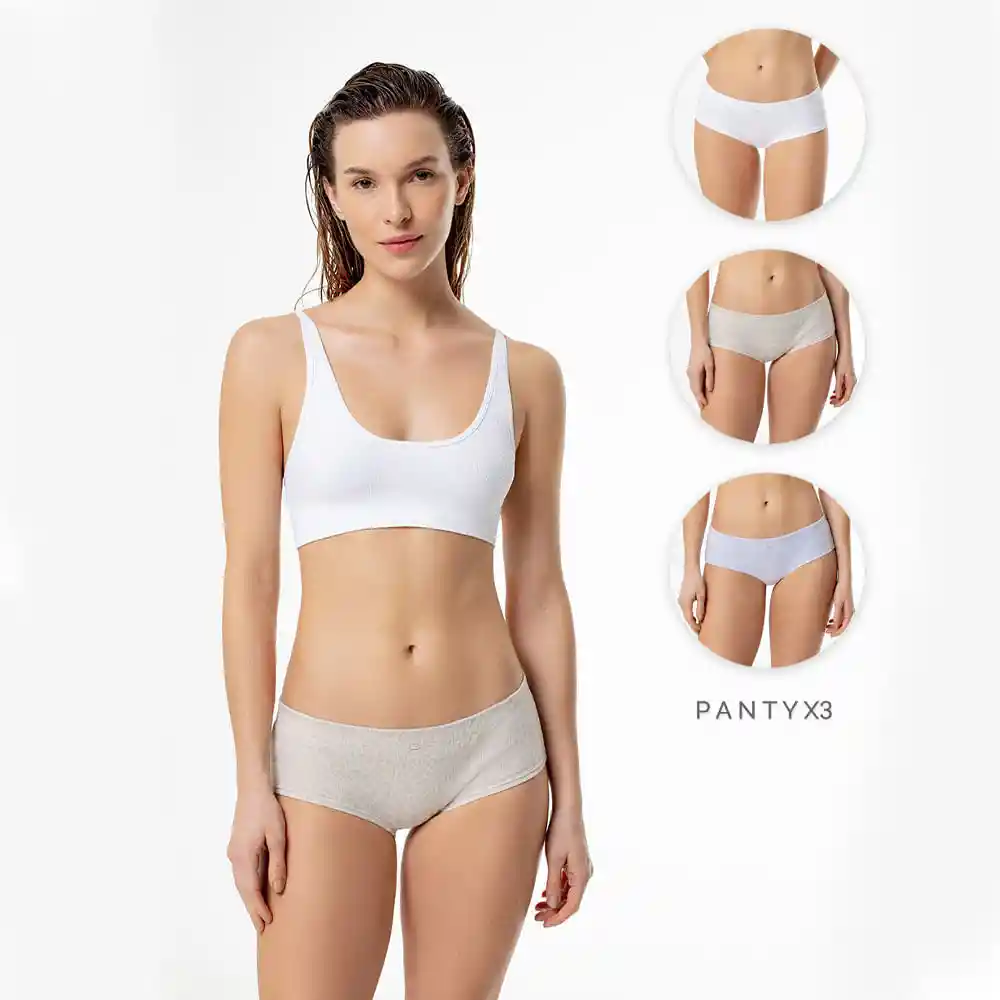 Panty Tipo Bóxer en Algodón Elastano Femenino Top Model X3 Gef Talla M