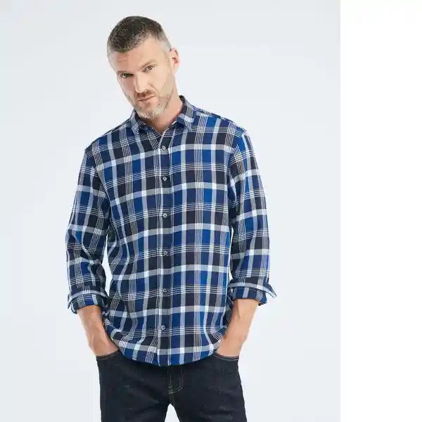 Camisa Plaid Shirt Manga Larga Azul Oscuro Talla S Chevignon