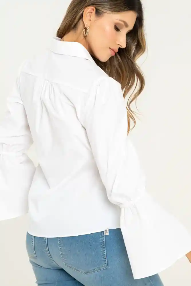 Camisa Popelina Manga Campana