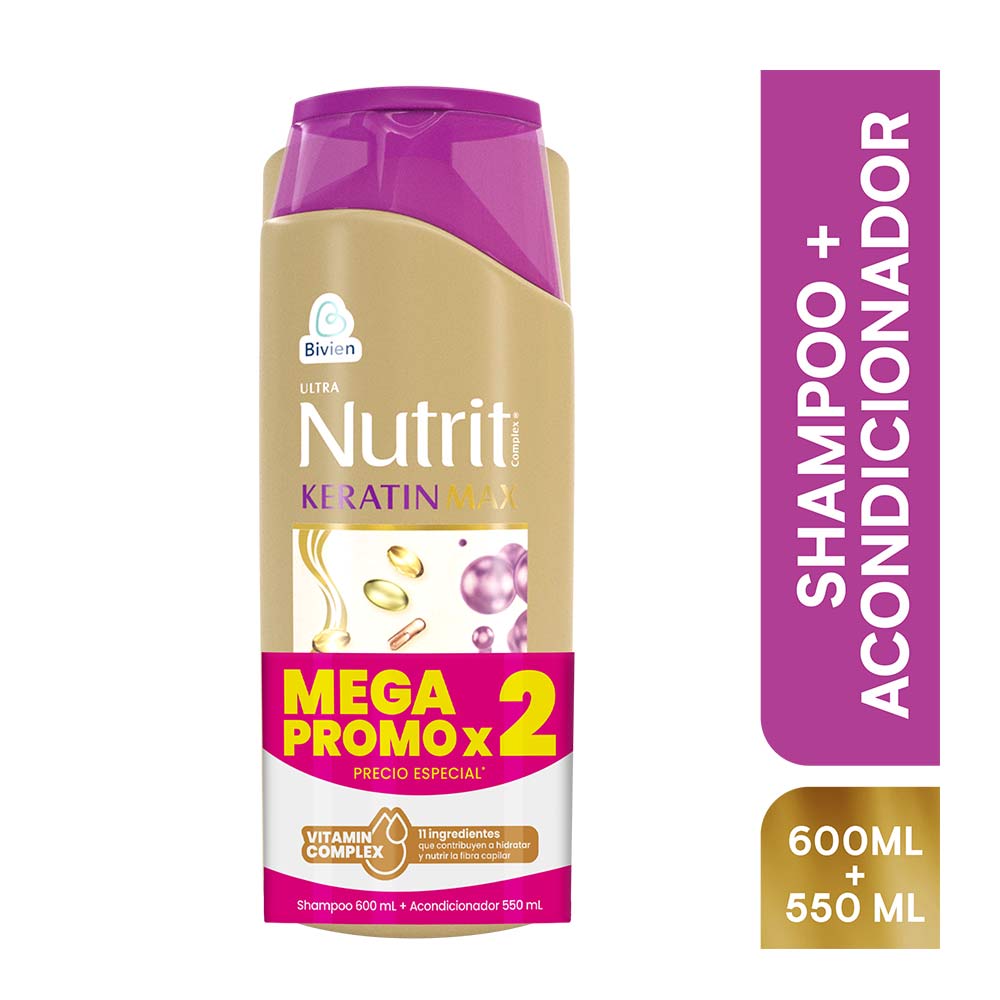 Nutrit Pack Shampoo + Acondicionador Keratinmax 600 ml