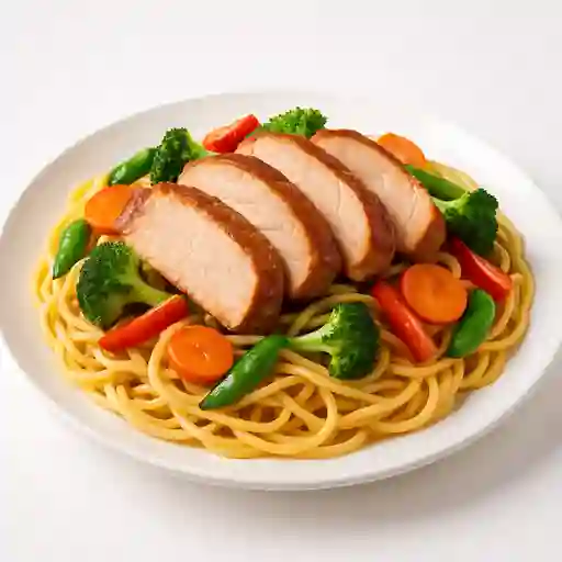 Espaguettis con Cerdo Asado