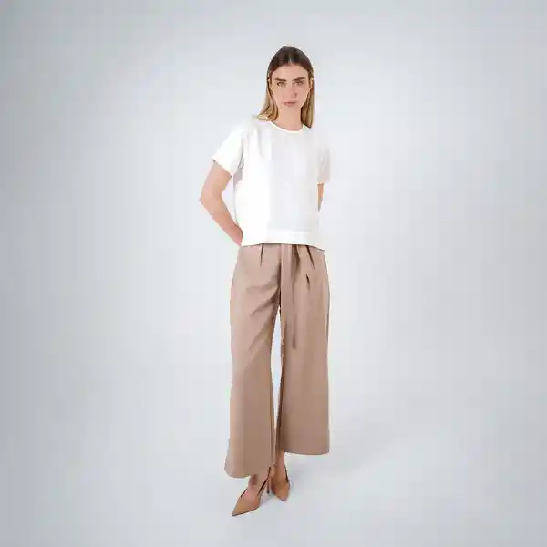 Blusa Manga Corta Escote Redondo Blanco M Fuera de Serie