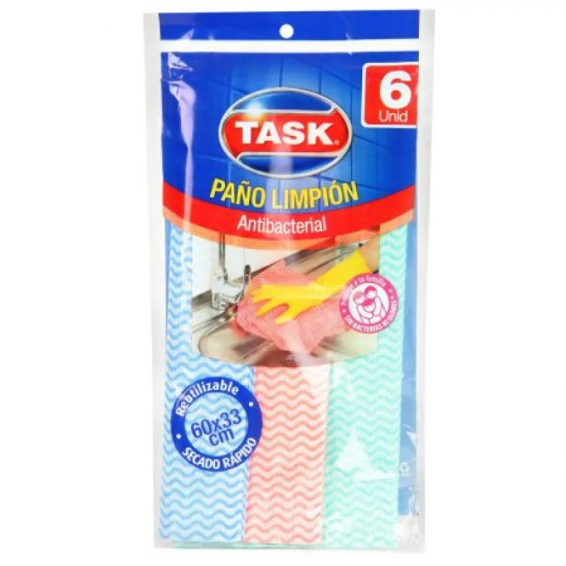 Task Paño Limpión Antibacterial 6 Unidades