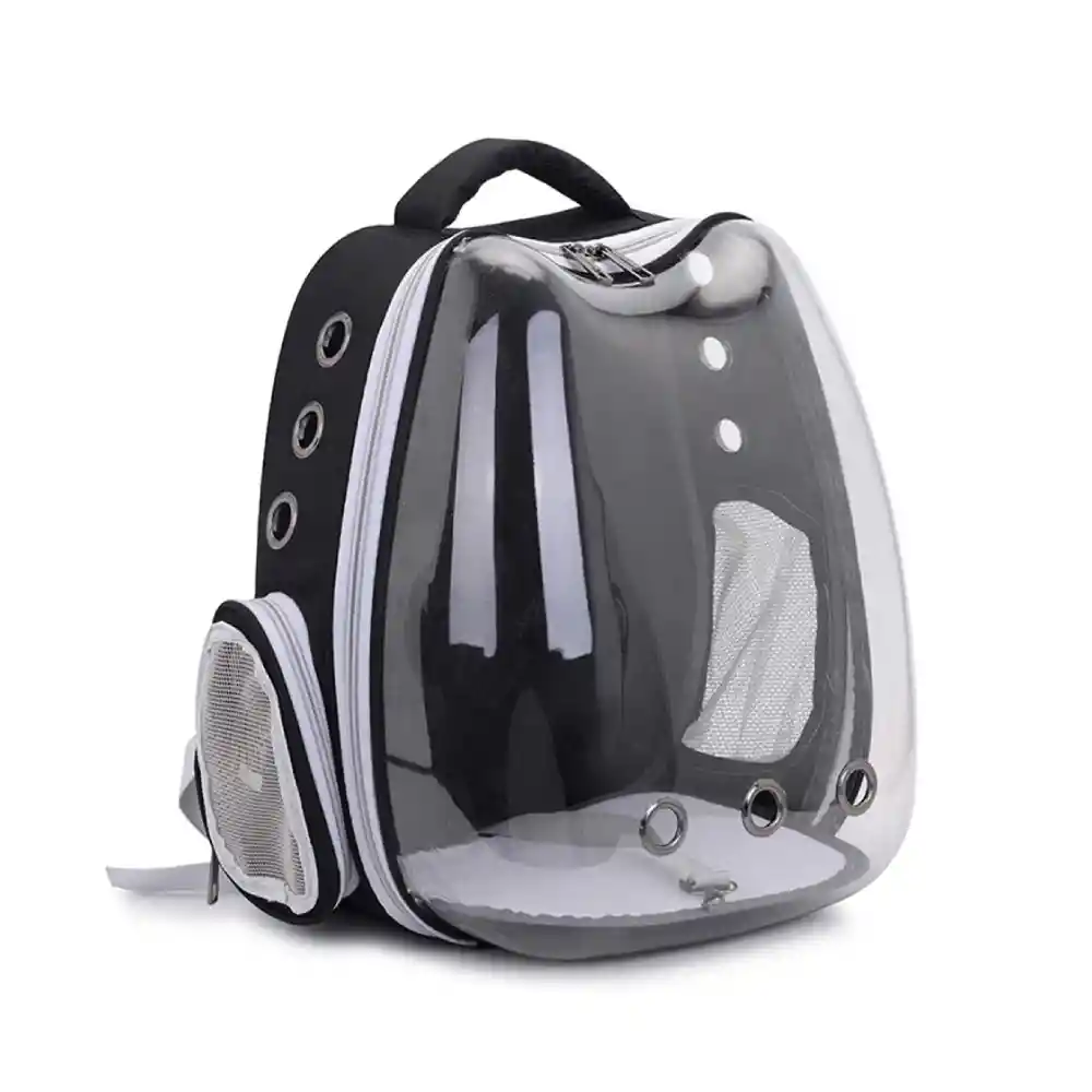 MORRAL TRANSPORTADOR LONA DISEÑO OREJAS DE GATO COLOR NEGRO 