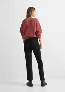 Jean Slim Cargo Negro Talla 21 Teen Niñas Mango