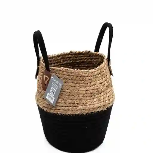 Canasta Mediana Fibra Natural Negra y Beige Concepts 088110105