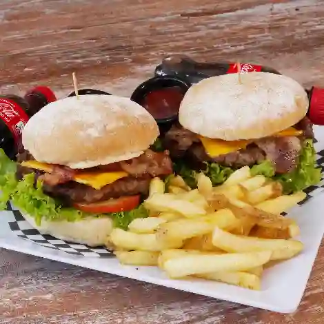 2 Hamburgo Americana + 300 Grs Papas a la Francesa