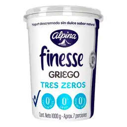 Yogurt Griego Finesse Tres Zeros Sabor Natural (1000 Gr)