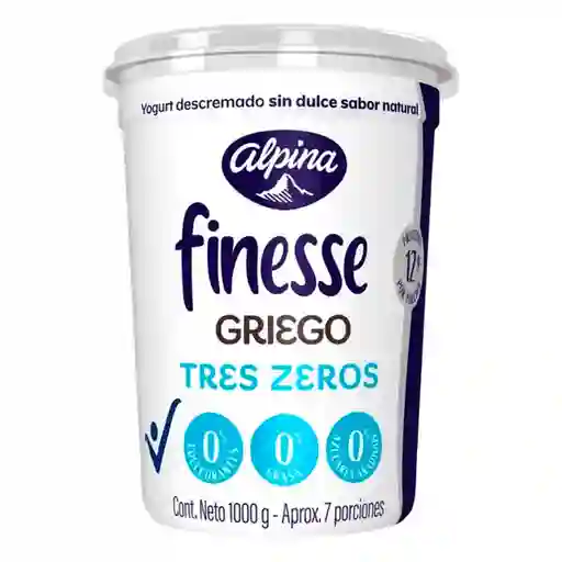Yogurt Griego Finesse Tres Zeros Sabor Natural (1000 Gr)
