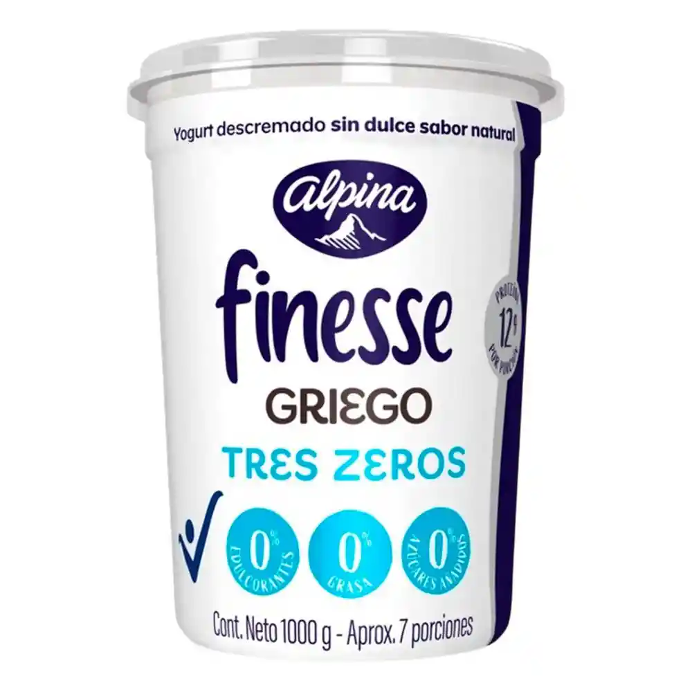Yogurt Griego Finesse Tres Zeros Sabor Natural (1000 Gr)