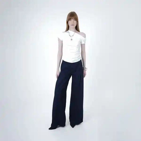 Camiseta Asimetría Lateral Blanco M Fuera de Serie