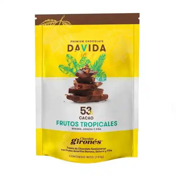 Davida Chocolate Trozos Frutos Tropicalles Cocoa 53%